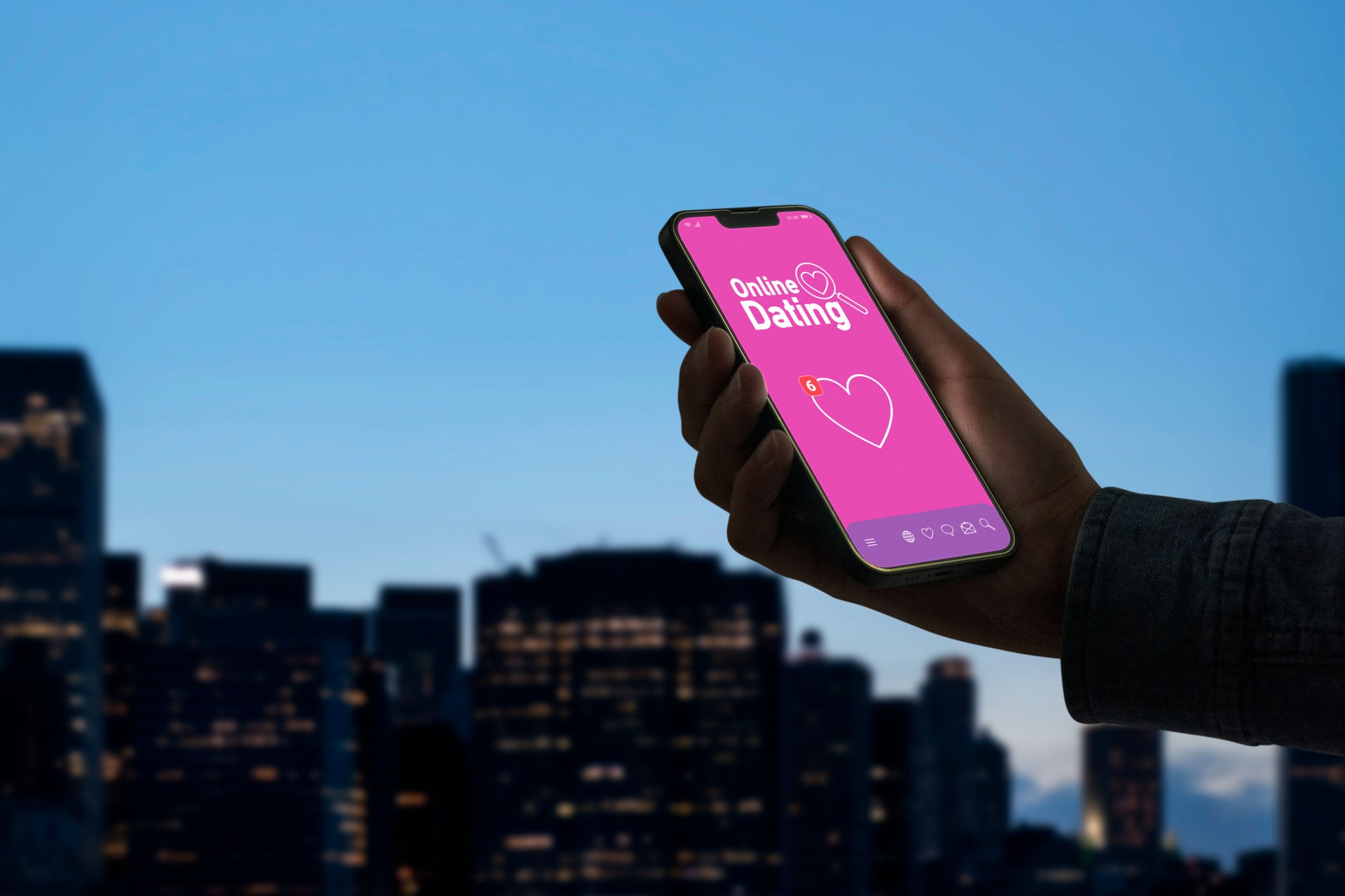 Woman using online dating apps